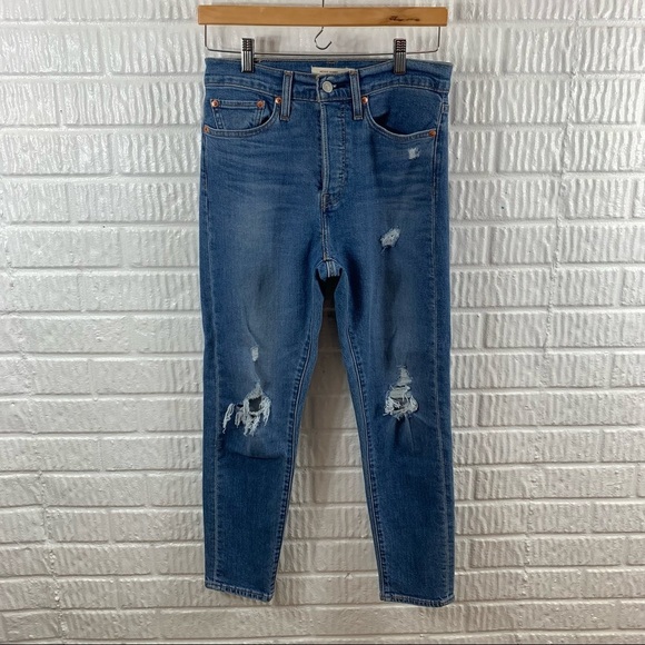 Levis Wedgie Distressed Skinny Jeans 27 Button Fly - Picture 2 of 8